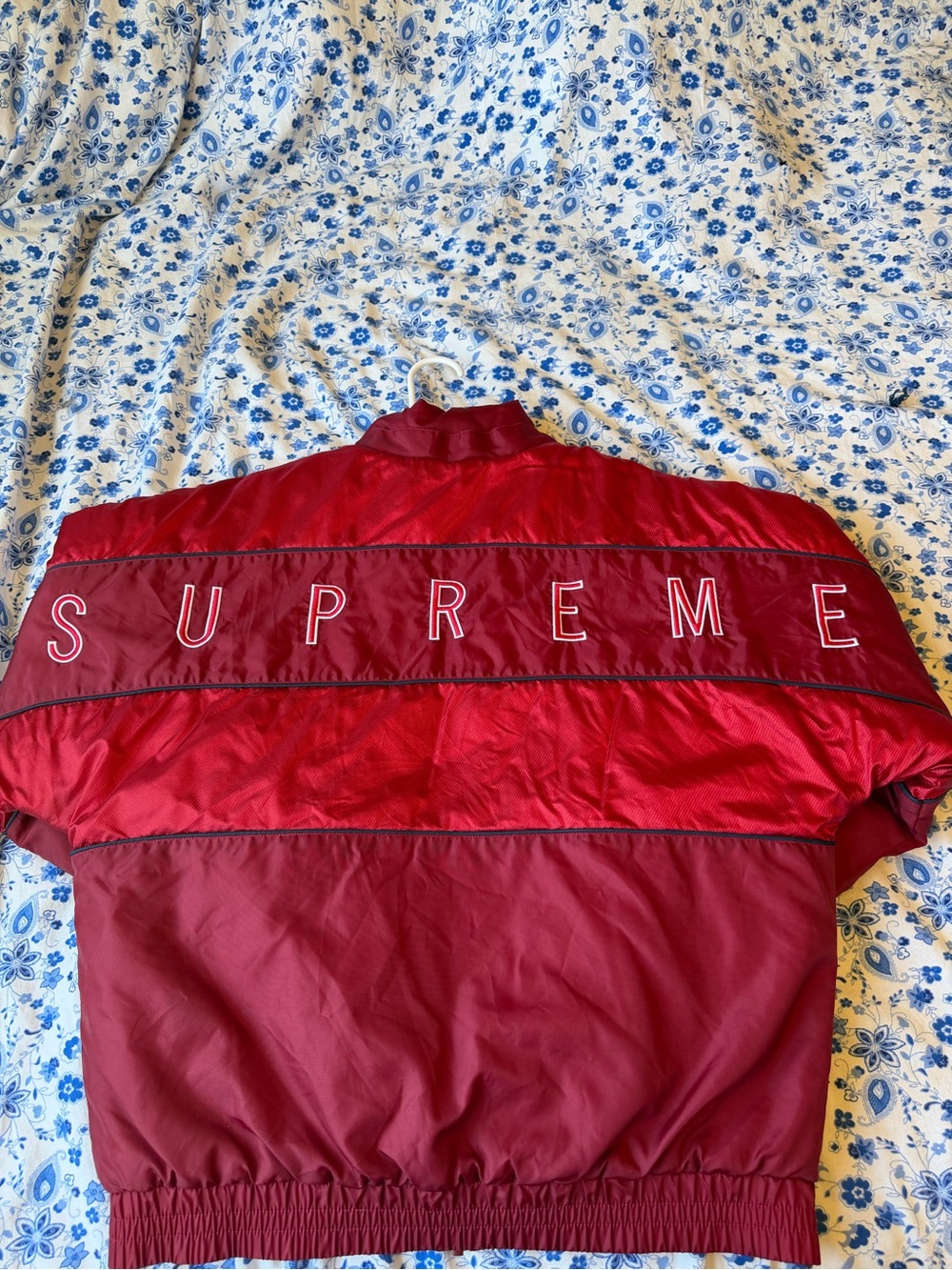 Supreme Burgundy and Cherry Red Logo Track Jacket